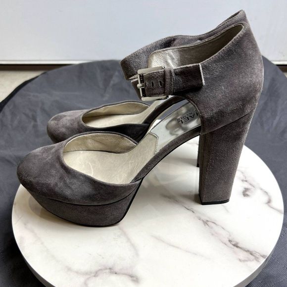 Michael Michael Kors Haven Ankle Strap Dark Slate Suede Platform SZ 10M:NWOT - Picture 2 of 16